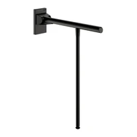 Foto af Vipbart støttegreb med støtteben DELABIE Be-Line®, for handicappede, Ø42, længde 650 mm, matsort epoxy aluminium