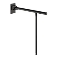 Foto av Uppfällbart stödhandtag med stödben DELABIE Be-Line®, för personer med funktionsnedsättning, Ø42, längd 850 mm, mattsvart epoxylackerad aluminium