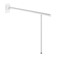 Foto av Uppfällbart stödhandtag med stödben DELABIE Be-Line®, för personer med funktionsnedsättning, Ø42, längd 850 mm, matt vit epoxylackerad aluminium