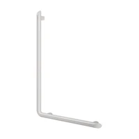Foto av L-format duschhandtag DELABIE Be-Line®, för personer med funktionsnedsättning, Ø35, höjd 750 mm, matt vit epoxylackerad aluminium