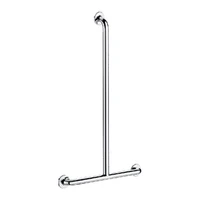 Foto af T-formet brusestøttegreb DELABIE, med fast lodret stang, for handicappede, Ø32, højde 1150 mm, blank rustfri stål
