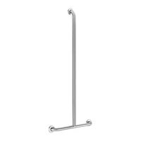 Foto af T-formet brusestøttegreb DELABIE, med fast lodret stang, for handicappede, Ø32, højde 1150 mm, satin rustfri stål