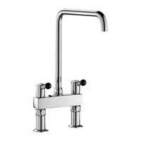 Foto av Stående to-hulls batteri M3/4″ DELABIE, for store oppvaskkummer, på rette søyler, 70 L/min, svingbar tut Ø22 i høyde 380 mm og lengde 300 mm