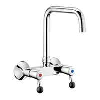 Foto av Veggmontert to-hulls batteri DELABIE, 60 L/min, svingbar øvre tut lengde 200 mm