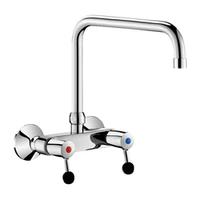 Foto av Veggmontert to-hulls batteri DELABIE, 60 L/min, svingbar øvre tut lengde 300 mm