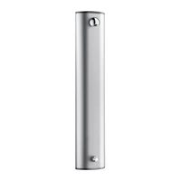 Photo of DELABIE TEMPOSOFT time flow shower panel, M1/2", top inlet, straight stopcock, 30 sec flow time, ROUND shower head, aluminium