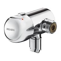 Image de Mitigeur temporisé mural DELABIE TEMPOMIX pour lavabo, M3/4″, écoulement 7 s, avec bouton-poussoir/manette, avec bec fixe court