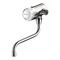 Image de Mitigeur temporisé mural DELABIE TEMPOMIX pour lavabo, M3/4″, écoulement 7 s, avec bouton-poussoir/manette, avec bec mobile de 180 mm