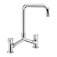 Foto av Stående to-hulls batteri DELABIE, 60 L/min, svingbar tut i høyde 250 mm og lengde 200 mm, med hjul