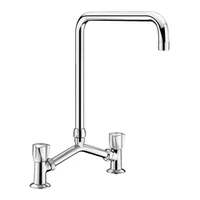 Foto av Stående to-hulls batteri DELABIE, 60 L/min, svingbar tut i høyde 340 mm og lengde 300 mm, med hjul