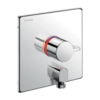 Foto de Misturadora de duche termostática sequencial de encastrar DELABIE SECURITHERM, com joelho e placa de inox 166 × 166 mm