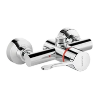 Foto de Misturadora de duche termostática sequencial de parede DELABIE SECURITHERM, ligação superior, manípulo HIGIENA, uniões excêntricas STOP/CHECK