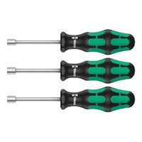 Photo of 3-piece hex nut driver set with hollow shaft, Wera Kraftform 395 HO/3, for sanitary installations