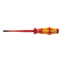 Photo of Slotted insulated screwdriver Wera Kraftform 160 iSS VDE, 4.0 × 0.8 × 100 mm, with reduced blade and handle dia.