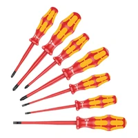 Photo of 7-piece VDE insulated screwdriver set Wera Kraftform 160 iSS/7, with reduced blade and handle dia.