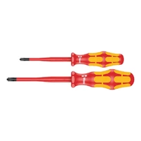 Photo of 2-piece VDE insulated screwdriver set Wera Kraftform 165 iS PZ/S, with reduced blade dia.