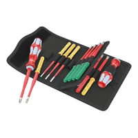 Photo of 17-piece set of insulated VDE interchangeable blades and screwdriver handles Wera Kraftform Kompakt VDE Stainless 17 extra slim 1 Tool Finder, in a case