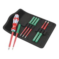 Photo of Set of insulated VDE interchangeable TORX® blades and screwdriver handle Wera Kraftform Kompakt VDE Stainless 8 extra slim 1 Tool Finder, in a case