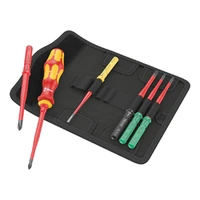 Photo of 7-piece set of insulated VDE interchangeable blades and screwdriver handle Wera Kraftform Kompakt VDE 7 extra slim 1 Tool Finder, in a case
