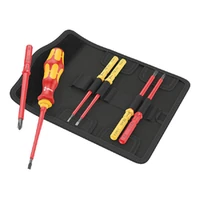 Photo of 7-piece set of insulated VDE interchangeable blades and screwdriver handle Wera Kraftform Kompakt VDE 7 Universal 1 Tool Finder, in a case