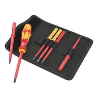 Photo of 7-piece set of insulated VDE interchangeable blades and screwdriver handle Wera Kraftform Kompakt VDE 7 Imperial 1 Tool Finder, in a case