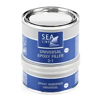 Foto av Universal epoxyspackel Sea-Line 2:1, set med bas och härdare, ljusgrå, 750 g