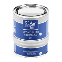 Foto av Epoxyspackel Sea-Line med glasfiber 2:1, set med bas och härdare, ljusgrå, 750 g